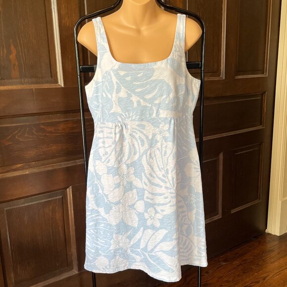 Tommy Bahama Blue Tank Dress Sleeveless Tropical Print Short Cotton Size M - Picture 9 of 9
